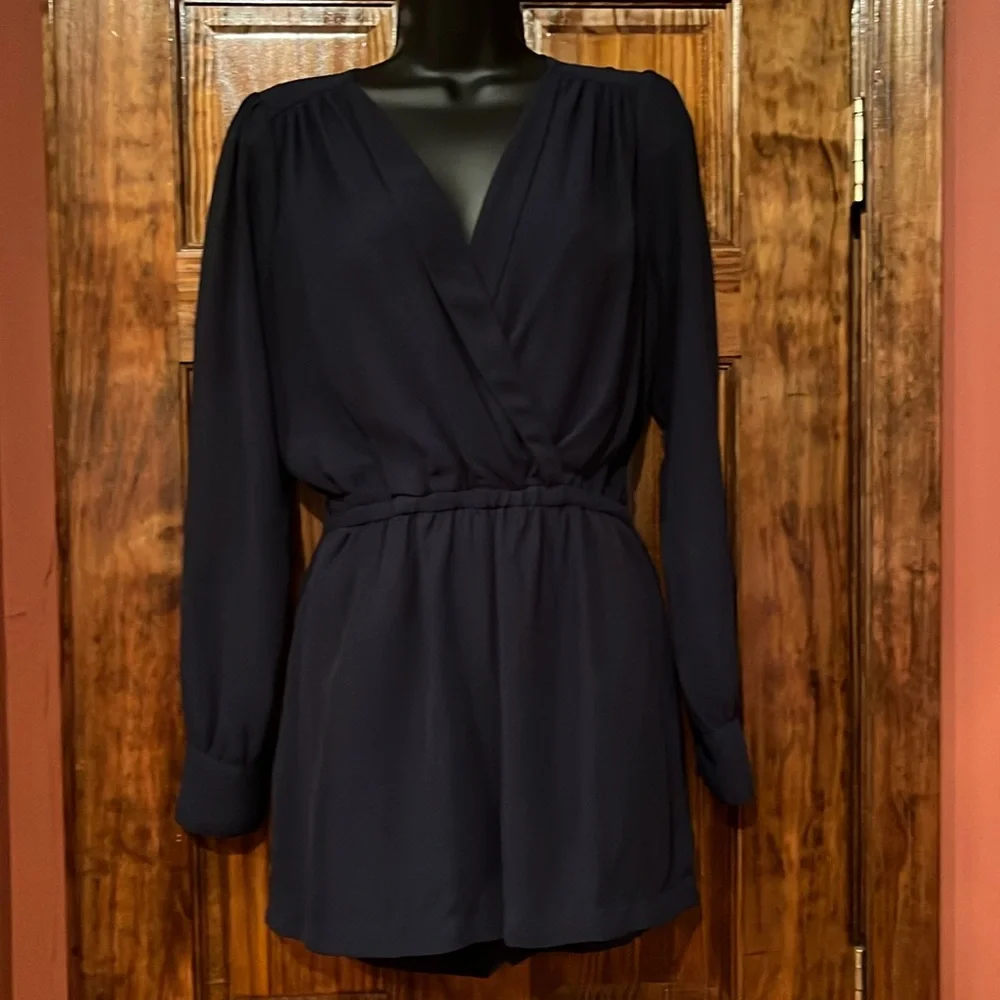 BCBG Generation Navy Long Sleeve Romper - Picture 1 of 8